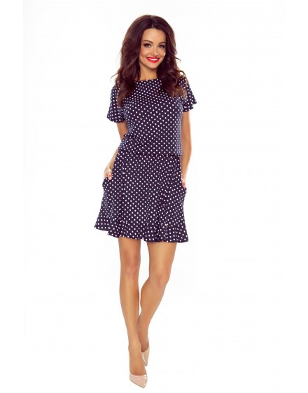63-12 VIKI comfortable everyday flared dress (navy in peas)