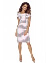 87-10 Paula comfy everyday dress (white in pink and navy stripes)