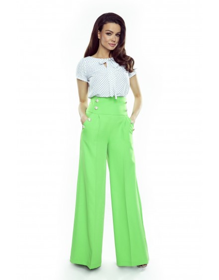 91-18 Eleganckie spodnie z wysokim stanem (zielone)