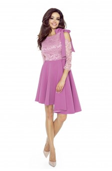 78-06 NEVA asymmetric dress with a lace-based top (DIRTY PINK)