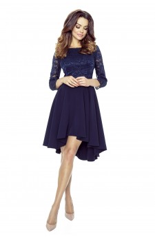 48-01 CATERINA – dress with a longer back and lace top (navy)