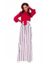 91-15 Elegant trousers with high status (white in navy and red stripes)